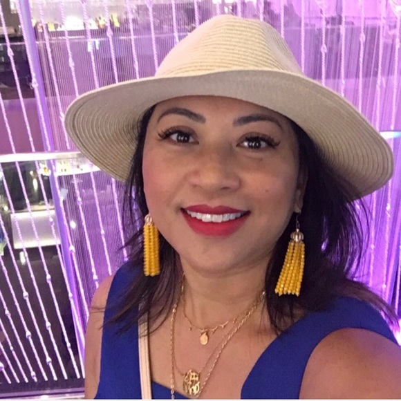 Yellow/Antique Rose Gold Crystal Tassel Ear… - Picture 2 of 16